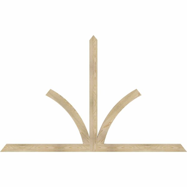 Ekena Millwork Richland Rough Sawn Timber Gable Bracket, Douglas Fir, 96"W x 60"H x 2"D x 4"F, 15/12 Pitch GBW096X60X0204RIC00RDF - main